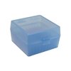 The MTM CASE-GARD Flip Top Ammo Box is durable, spill-resistant, and features a 25-year hinge guarantee, perfect for storing 100 rounds of various cartridges.