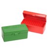 The MTM CASE-GARD Flip Top Rifle Ammo Box is durable, spill-proof, and features a textured grip, perfect for competitive shooting and varmint hunting.
