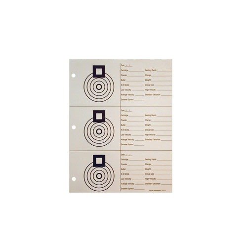 The Sinclair Load Development Target features three 100 yard benchrest targets with space for chronograph and load details, perfect for organized shooting sessions.