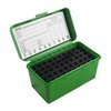 The MTM 50 Rd Ammo Box is perfect for the 223 family, offering durable storage for various calibers while ensuring easy transport with its handle.