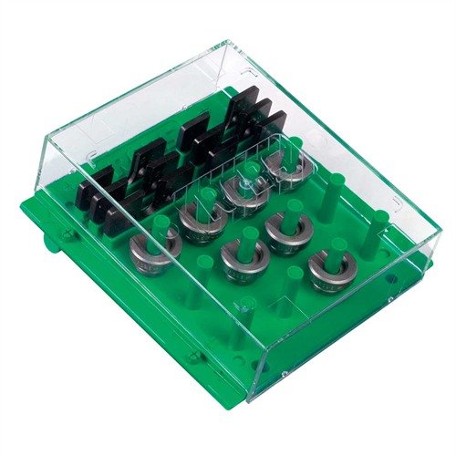 Organise and protect your shell holders with the RCBS Shell Holder Rack, featuring 12 positions, a clear cover, and versatile wall or bench mounting options.