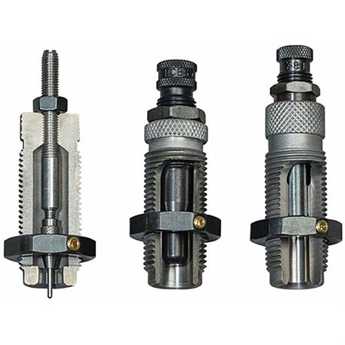 The RCBS 3-Die Carbide Taper Crimp Set for 9mm Luger ensures precise reloading with durable carbide construction for long-lasting performance and consistent results.