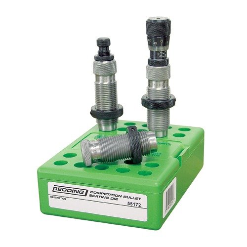 Redding's Competition Pro Carbide Die Set for .45 ACP features a Titanium Carbide Sizing Die, precise seating die, and separate crimp die for optimal performance.