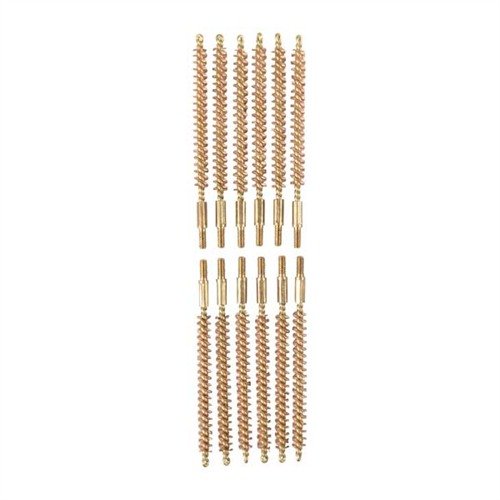 The Dozen Pack Bronze Rifle Brushes by Sinclair International offers durable cleaning for 20 caliber rifles, ensuring optimal performance with 12 brushes for extended use.