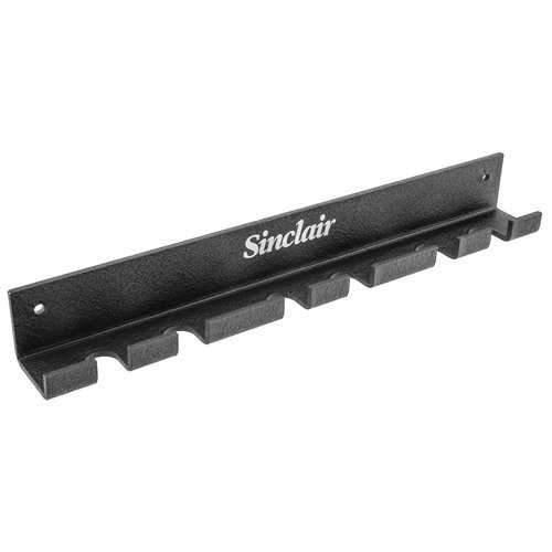 The Sinclair Cleaning Rod Wall Bracket securely holds up to 6 cleaning rods, keeping them organized and accessible, compatible with various brands including Dewey.