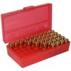 The MTM Case-Gard Flip Top Ammo Box is perfect for handgunners, featuring a scuff-resistant surface, stackable design, and a durable Snap-Lok latch for 25 years.