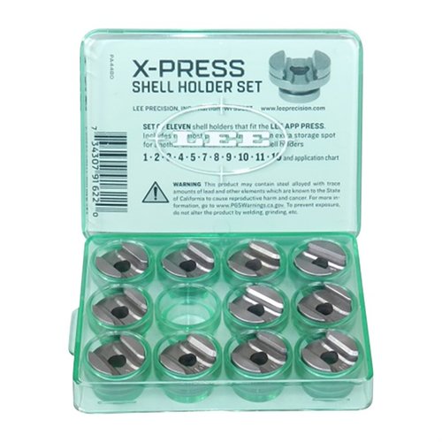 The Lee Precision X-PRESS Shellholder Set includes 11 versatile holders for over 115 cartridges, enhancing your App press efficiency and versatility.