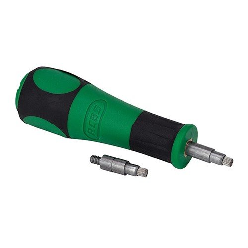 Easily clean primer pockets with the RCBS Primer Pocket Brush Combo, featuring stainless bristles, interchangeable mounts for large/small pockets, and a no-roll handle.
