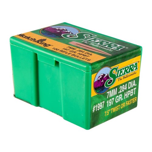 Achieve unmatched accuracy in long-range shooting with MatchKing® 7mm 197GR Hollow Point Boat Tail bullets, designed for competitive rifle performance.