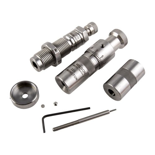 The L.E. Wilson Bushing Full Length Die Set offers precise resizing, adjustable seating depth, and a headspace gauge for consistent, high-quality ammo.