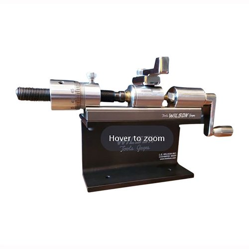 The L.E. Wilson Case Trimmer Kit features a micrometer adjustment, durable stainless steel construction, and trims .17 - .45 caliber cases for precise reloading.