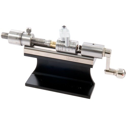 Achieve precise case trimming with the Wilson Stainless Micro Trimmer, featuring quick adjustments in .001" increments and a stable stand for easy operation.