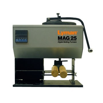 The Lyman Mag 25 Digital Furnace boasts a 25 lbs lead capacity, quick heating, a digital display, and universal mould guide for efficient casting.