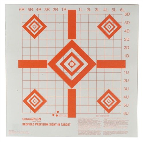 Champion Targets Precision Sight-In Targets make sighting-in scopes easier with bold 90° lines, a 1" grid for adjustments, and a bright fluorescent orange for visibility.