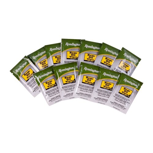 Remington Rem Oil Wipes penetrate metal pores, leaving a long-lasting film to reduce wear, displace moisture, and protect against rust—ideal for firearm care.