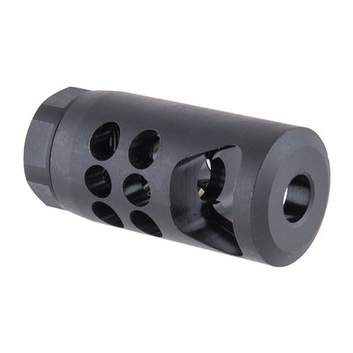 The Ruger Precision Rifle Hybrid Muzzle Brake reduces recoil by up to 58%, enhances accuracy, and installs easily with a 7/8" wrench, fitting all Ruger calibers.