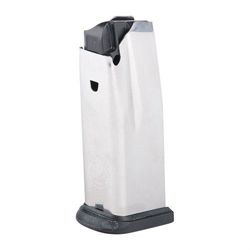 Experience smooth, reliable feeding with the XD Compact .45 ACP Magazine, featuring a polished stainless steel body, easy-to-clean polymer base, and 9-round capacity.