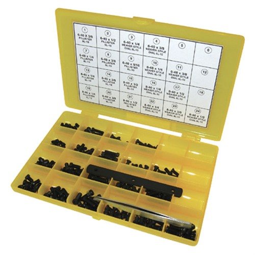 The TACSTAR Master Gunsmith Screw Kit offers 202 premium non-slip screws, tweezers, and a gauge, ensuring you have the right fit for all your gunsmithing needs.