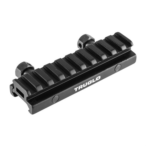 The TRUGLO ½” Picatinny riser mount is crafted from CNC-machined aluminum, easily installs without modification, and optimally positions scopes or red dot sights.