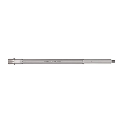 .223 Wylde chambered, 416R Stainless Steel barrel with bead blasted finish, Nickel Boron Coated M4 Feed Ramp, 1:8 twist rate, HP and MPI tested for reliability.