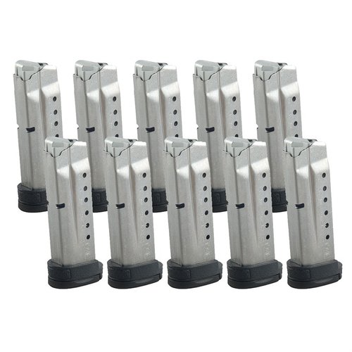 Smith & Wesson M&P Shield 9mm magazines offer reliable steel construction, 8-round capacity with an extended base-plate for enhanced grip, perfect for your S&W M&P Shield.
