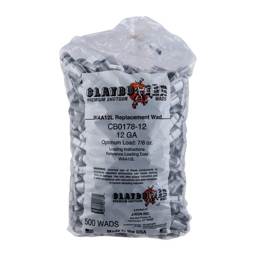 The Claybuster WAA12L 12 Gauge Shotshell Wads are perfect for 7/8 oz skeet and sporting clay loads, designed for optimal performance in tapered hulls.