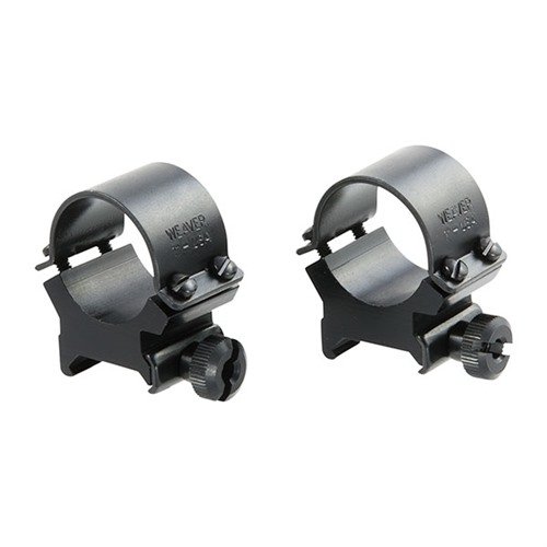 The WEAVER 1" High Matte Rings offer uniform high-strength clamping power with durable aluminum and steel construction, available in various heights for optimal fit.