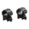 Securely mount large optics on hard-recoiling rifles with Weaver's SIX-HOLE SKELETON RINGS, featuring no-strip Torx® screws and quick-release hex nuts.