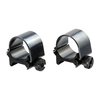 Discover Weaver's TOP MOUNT RINGS in Satin Blue, offering low and medium heights for precise scope mounting, durable aluminum and steel construction.