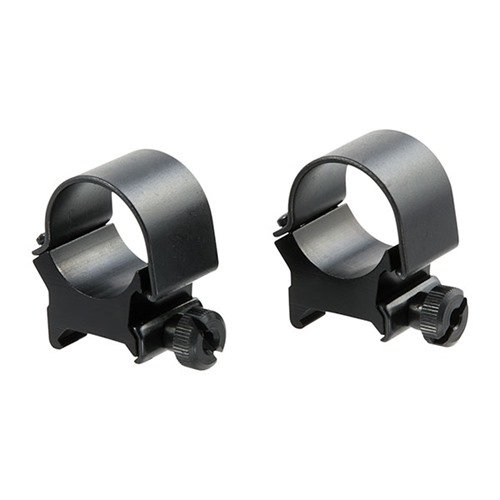 Discover Weaver's 1" High Top Mount Rings, featuring a durable aluminum base and steel components, available in Matte Blue or Stainless finishes for optimal scope support.