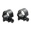 Discover Weaver's 1" High Top Mount Rings, featuring a durable aluminum base and steel components, available in Matte Blue or Stainless finishes for optimal scope support.