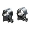 Discover Weaver's X-High Top Mount Rings in Satin Blue, perfect for scopes with larger objectives, offering durability with an aluminum base and steel components.