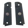 Upgrade your 1911 with Wilson Combat's black G10 Starburst grips, featuring durable construction, ambidextrous safety cut, and a stylish pewter medallion.