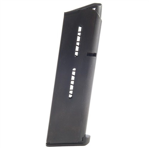 Experience reliability with the Wilson Combat 47D Series .45 ACP magazine, featuring an 8-round capacity, durable stainless steel or black Fluoropolymer finish.
