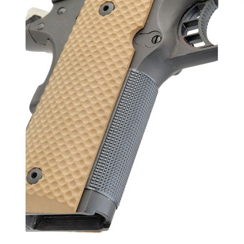 Enhance your 1911 Auto's grip effortlessly with the Wilson Combat Checkered Front Strap; no alterations needed, just slip it on for secure handling.